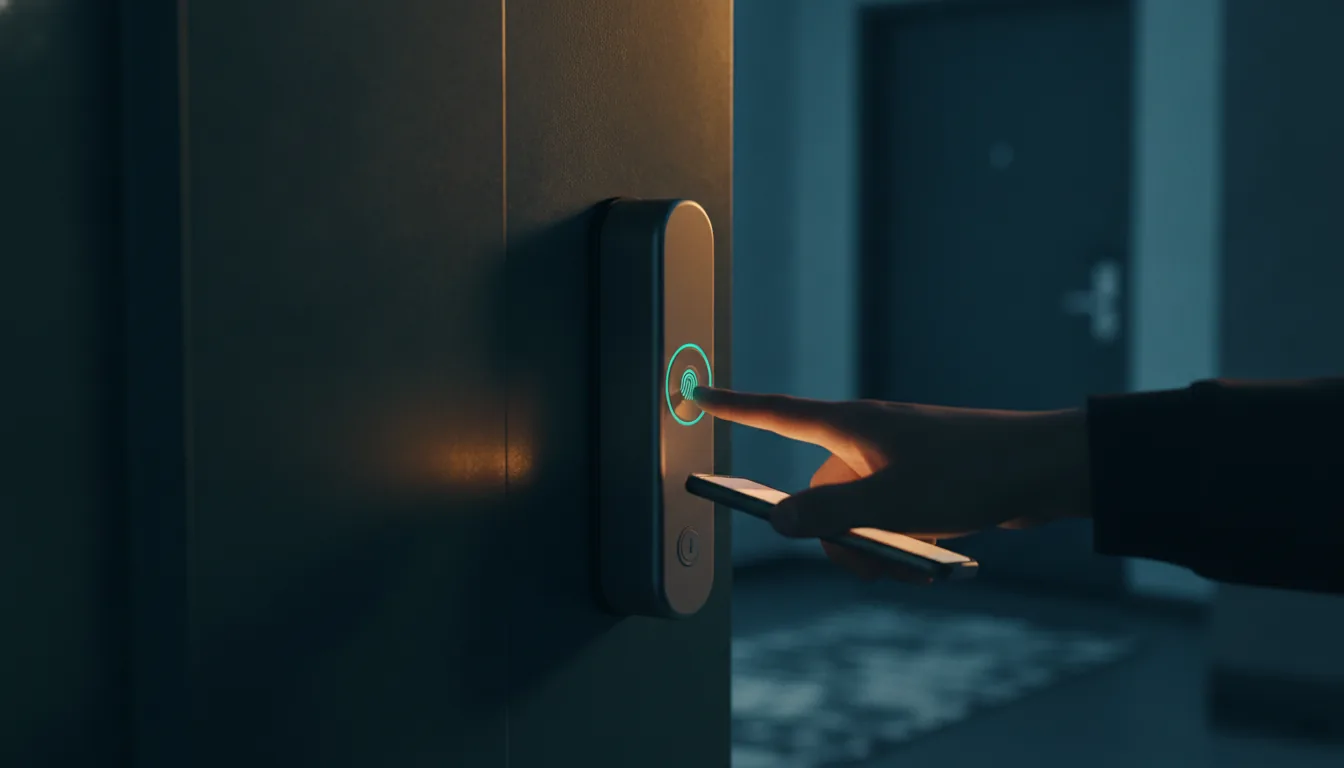 A smart lock on a modern rental door