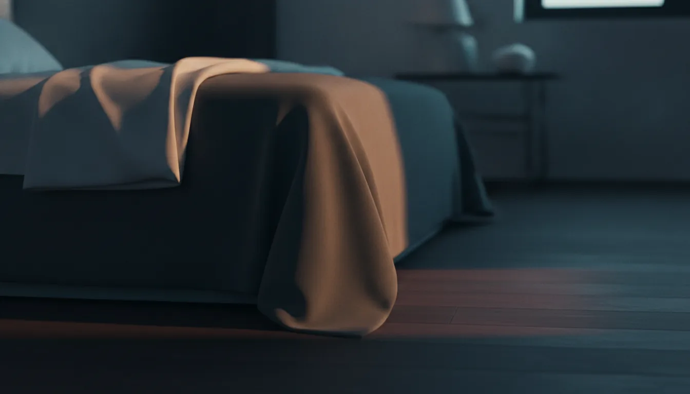 A close-up of a neatly made bed corner with crisp linens in morning light