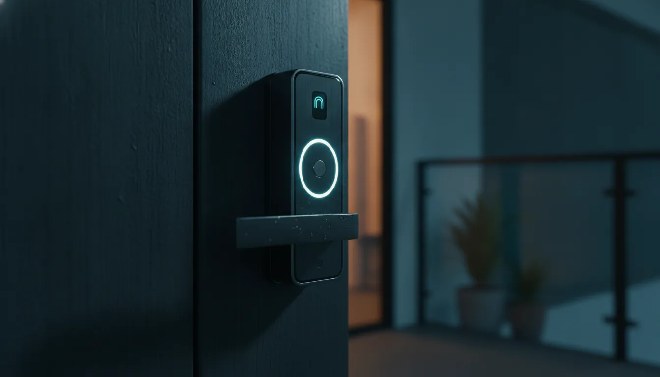 A smart lock on a modern rental door