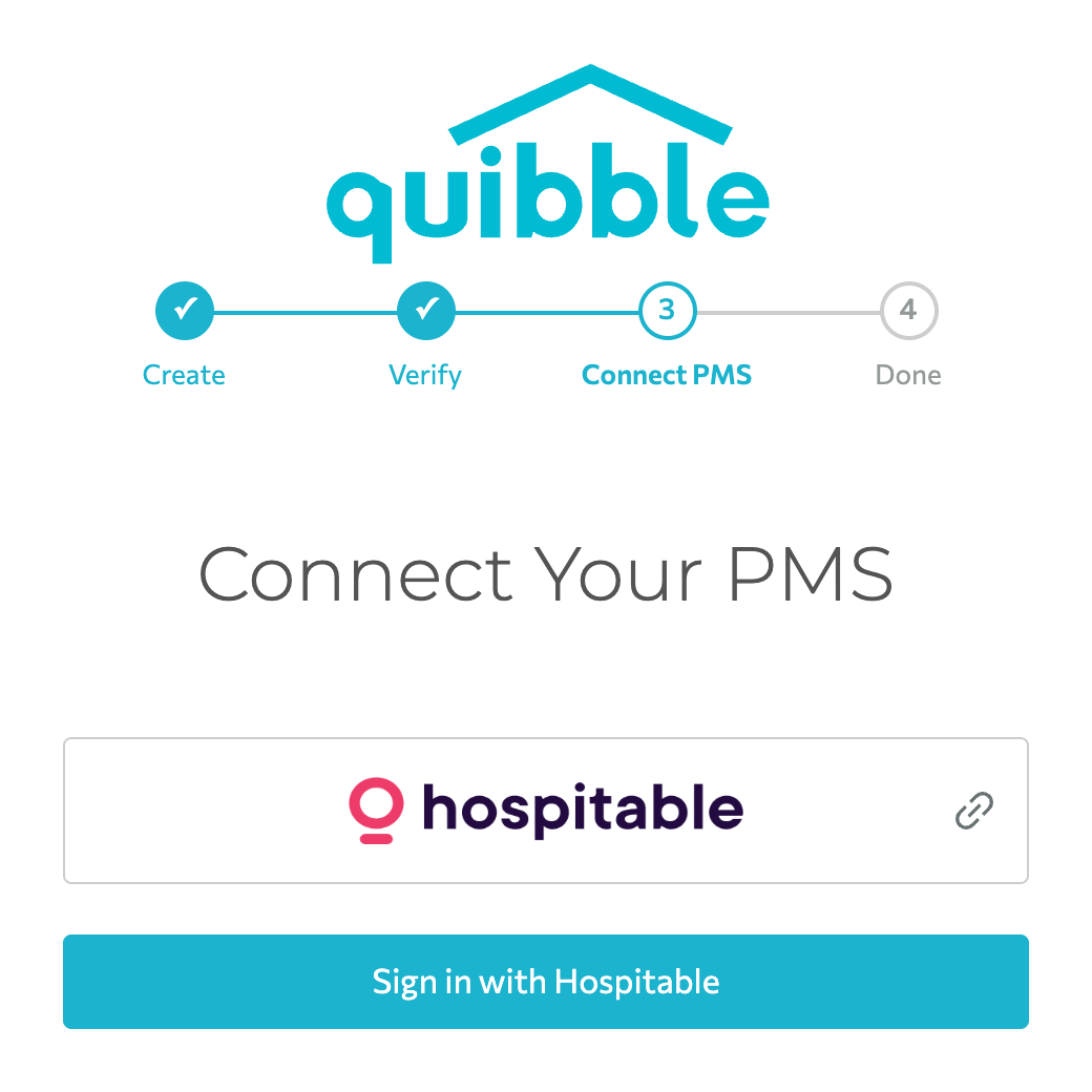 Sign in with Hospitable button in Quibble