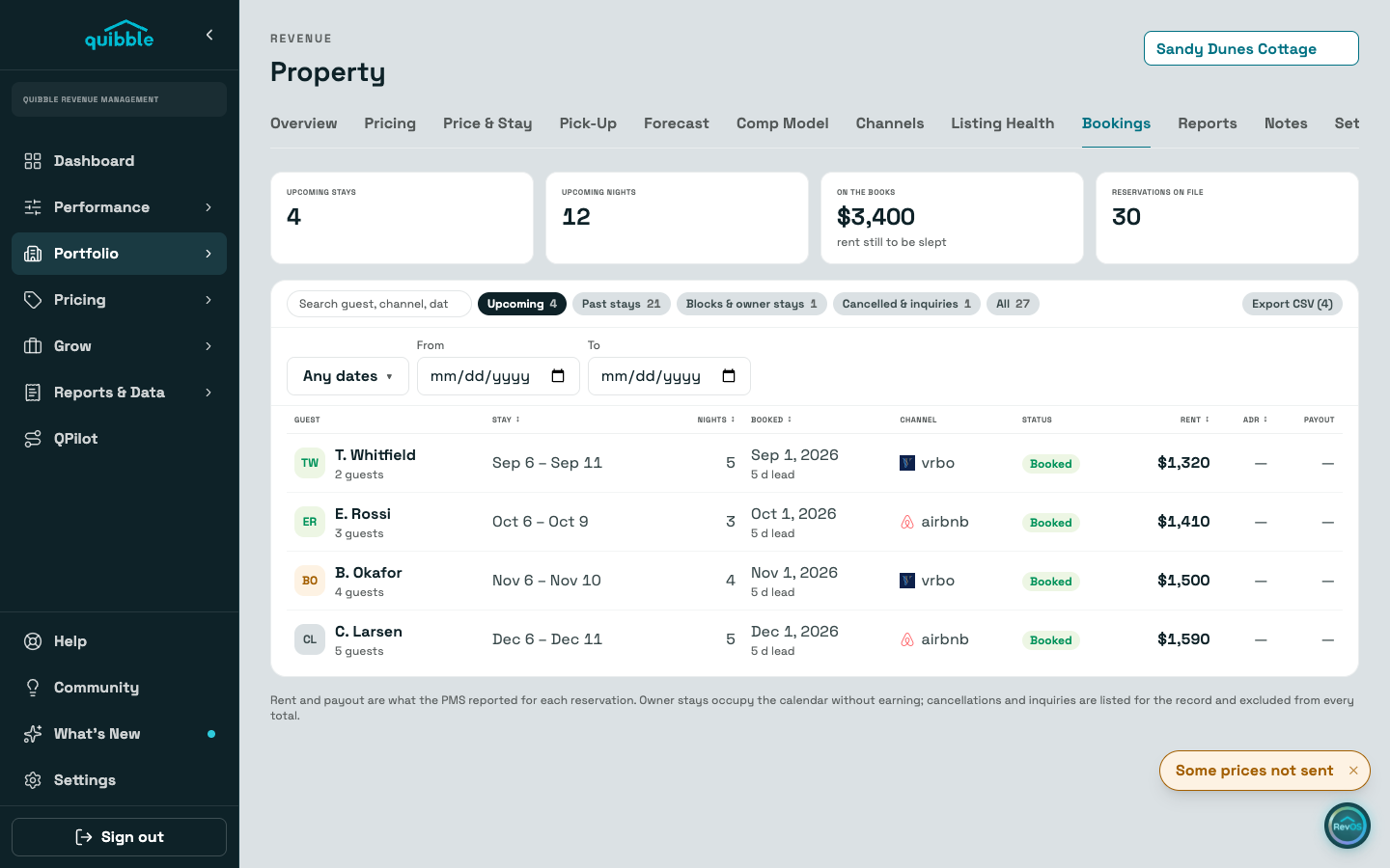 Bookings and owner reports — step 1