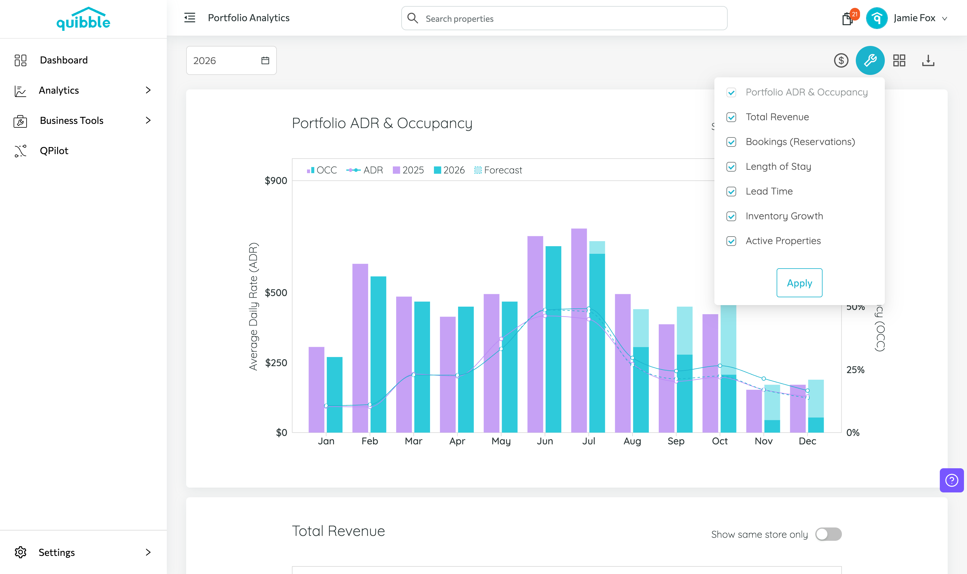 How to configure the Portfolio charts — step 1