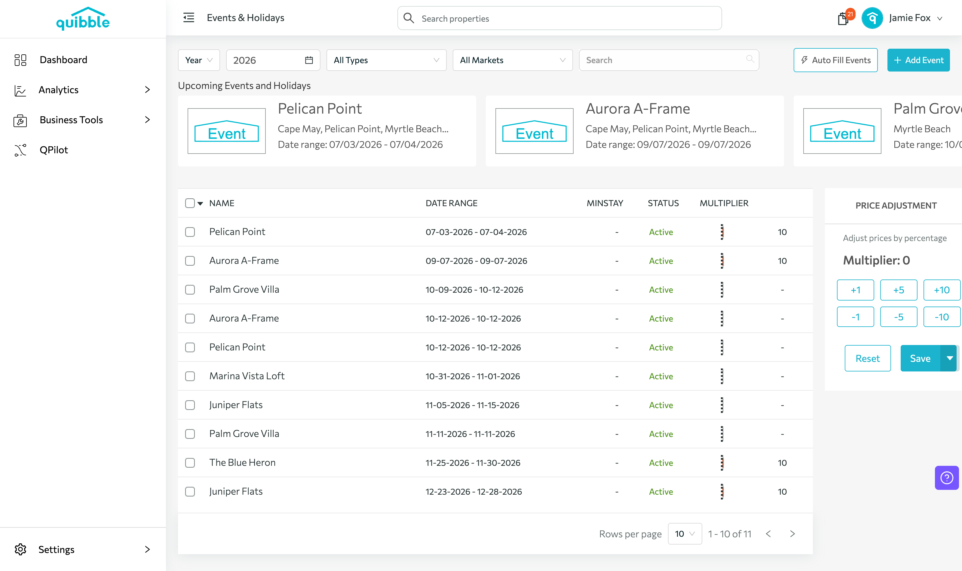 Events & Holidays Pricing — step 2