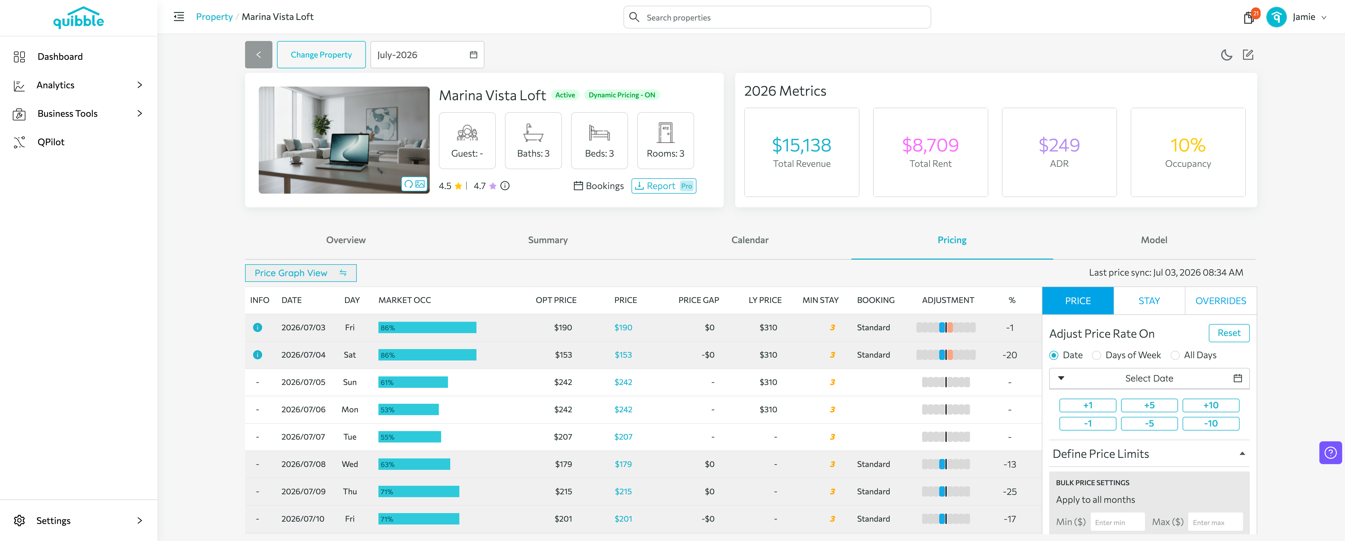 How to set the Min/Max price by month — step 6