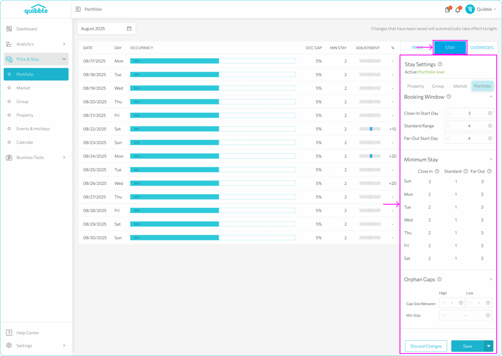 Understanding Stay Settings — step 1