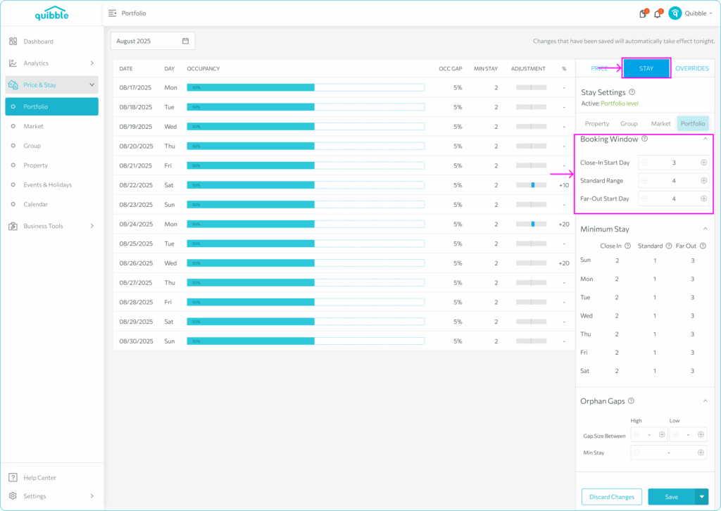 Understanding Stay Settings — step 2