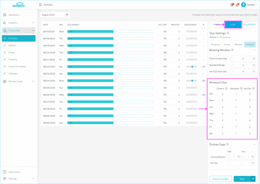 Understanding Stay Settings — step 3