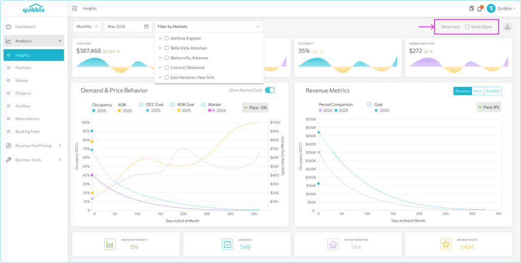 Using filters on the Insights page — step 6