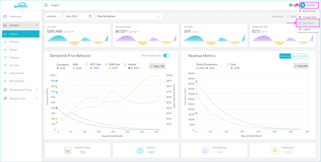 Using filters on the Insights page — step 8